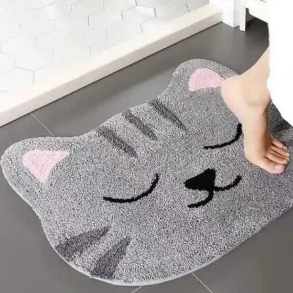 Alfombra Antideslizante Carita De Gatito Interior 50x60cm - Gris Oscuro