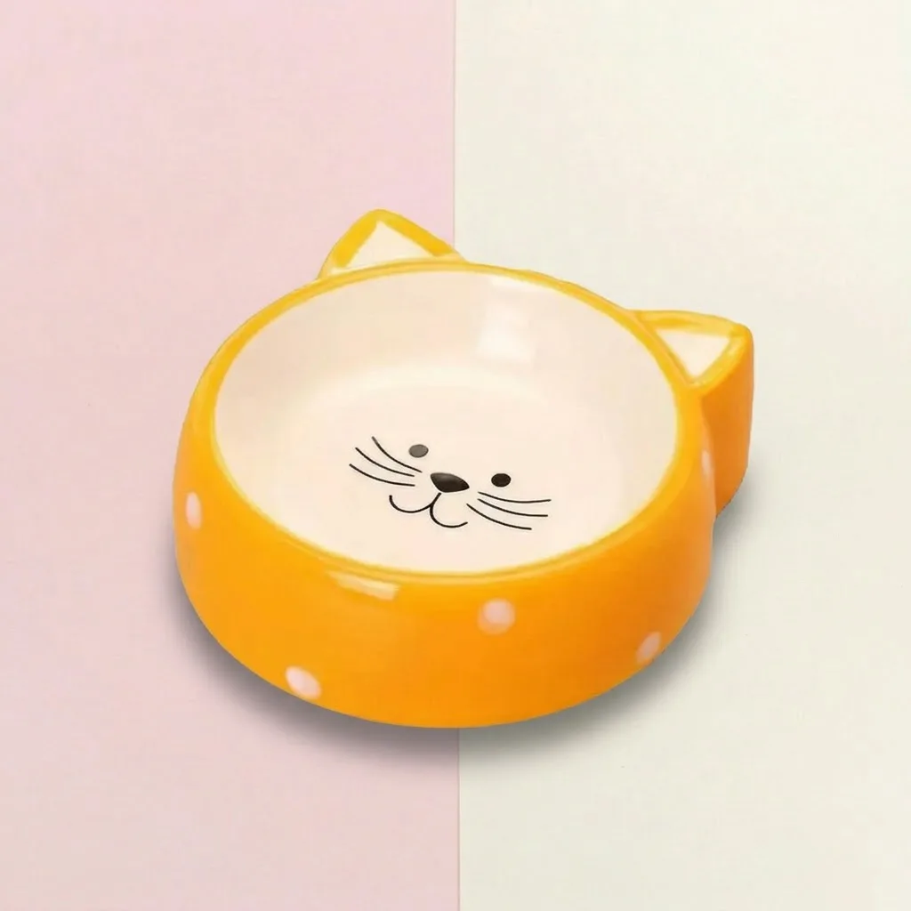 Platos De Cerámica Para Gatos Con Diseño Cara de Gatito