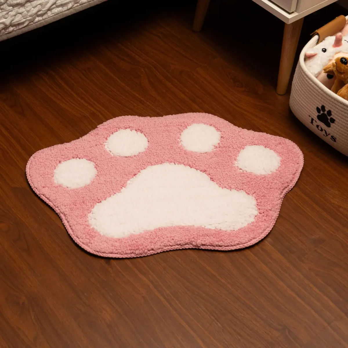Alfombra Antideslizante Baño Forma Huella Pata Gato 45x60cm - Rosado
