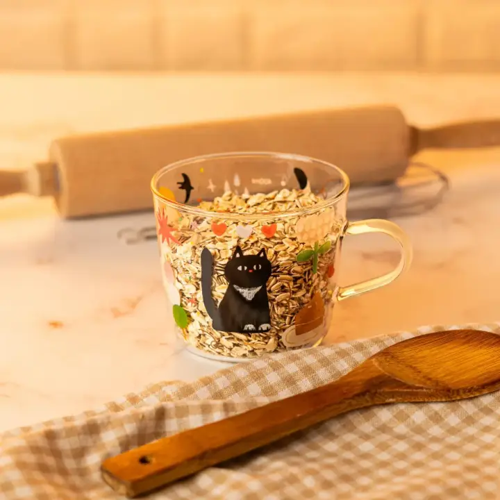 Taza De Vidrio Con Medidor Diseños Divertidos Gato